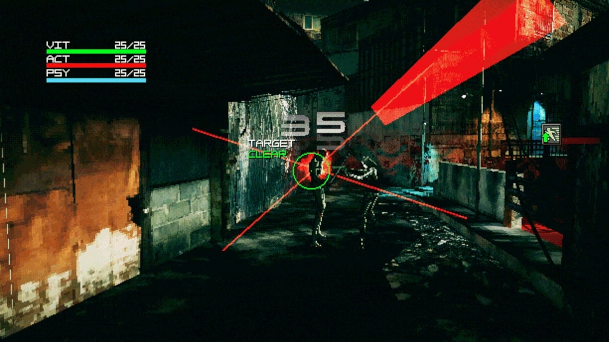 The player engaging in combat with an enemy in .45 Parabellum Bloodhound, the new game from VA-11 Hall-A developer Sukeban Games