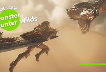A hunter winds up to attack a monster in Monster Hunter Wilds